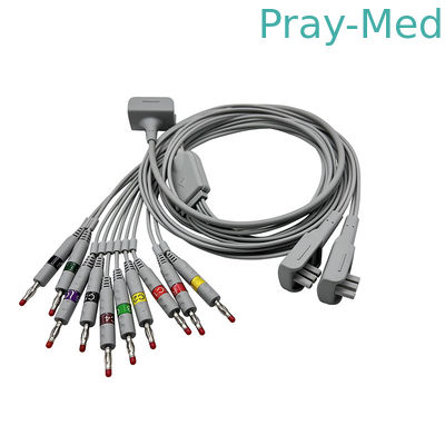 comprare L'elettrocardiogramma di Nalong del connettore della banana 4,0 cabla i fili di piombo grigi del rivestimento 10 di 3.6m TPU fabbricazione online