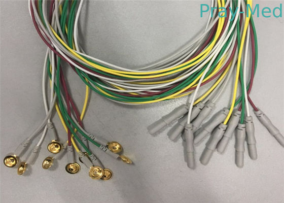 comprare L'elettroencefalogramma placcato dorato degli elettrodi cabla il materiale del cavo di lunghezza TPU 1.5m/di 1.2m fabbricazione online