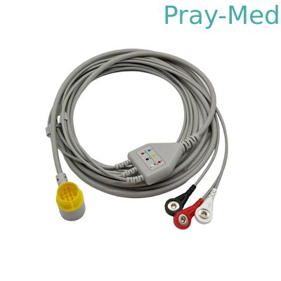 comprare Lifegain CU-HD1 12Pin One Piece ECG Cable 3 Leads AHA Snap fabbricazione online