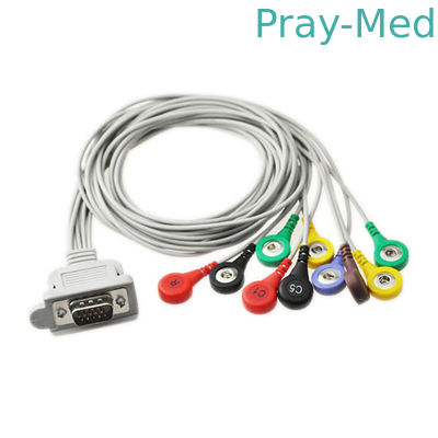 comprare elettrocardiogramma paziente Holter Cable Snap Plug del cavo del cavo 10 di TPU 90cm ECG fabbricazione online