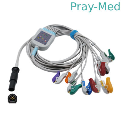 L'elettrocardiogramma di Mortara del rivestimento di TPU cabla 12 la codifica mediante colori del cavo di Pin Hypertronix Connecto AHA/IEC