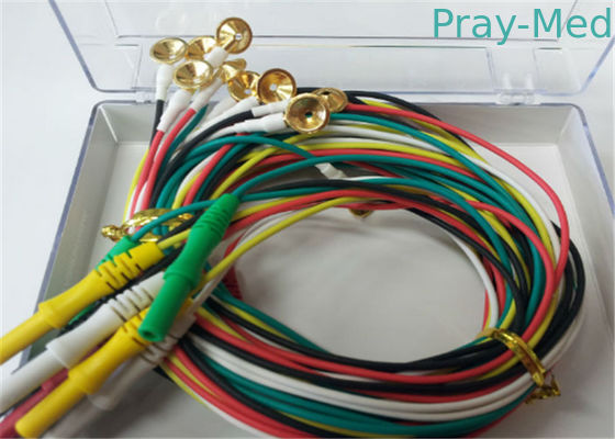 cavi di elettroencefalogramma di 1.5m TPU con il connettore degli elettrodi 2.0mm del rame di doratura