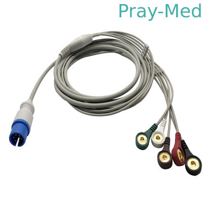 5 fisio cavo di Ecg di controllo dei cavi 6pin MEK con l'estremità improvvisa di pizzico