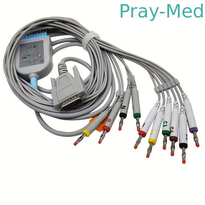 Connettore grigio di DB 15 del cavo di IEC 10 del cavo AHA di elettrocardiogramma del rivestimento 3.6m di TPU