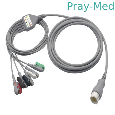 Il tipo di un pezzo schermo del cavo di Ecg del cavo di Pin 5 di HP 12 del doppio struttura il rivestimento 3.6m di TPU