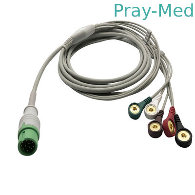 Cavo e Leadwires grigi del cavo 12pins 5 ECG di C30 C40 3.6m per Comen