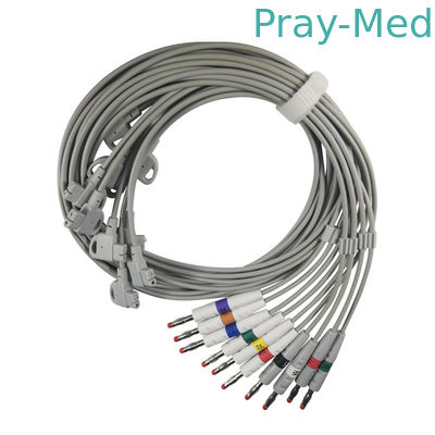 L'elettrocardiogramma del connettore della banana 4,0 cabla 10 il rivestimento grigio dei fili di piombo 3.6m TPU