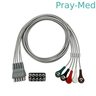 Il cavo di Welch Allyn ECG ha messo 5 il gemello grigio Pin Connector della rottura TPU del cavo 9293-059-50